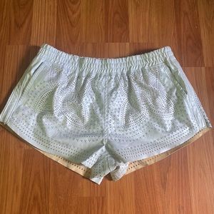 Blank NYC White Shorts with Cut Out Flower Shapes